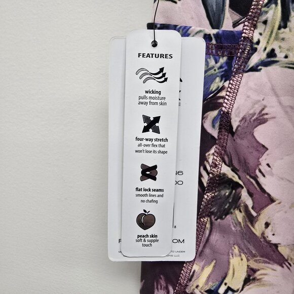 NEW RBX High Waisted Ankle Length Leggings Size Large Purple Floral Stretch NWT - Picture 7 of 13